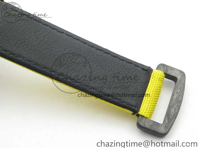 0102 Supportive Daytona DIW Carbon Case and Bezel Black Yellow Dial on Yellow Nylon Strap A 3220